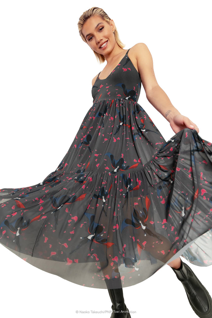 BlackMilk Clothing x Pretty Guardian Sailor Moon - Roses And Tuxedo Mask Sheer Midaxi Dress - Sailor Moon Merchandise - Collaboration apparel - Licenced.