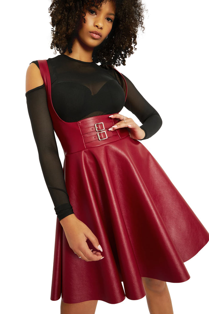 BlackMilk Clothing - Route 666 Red Underbust Corset Dress