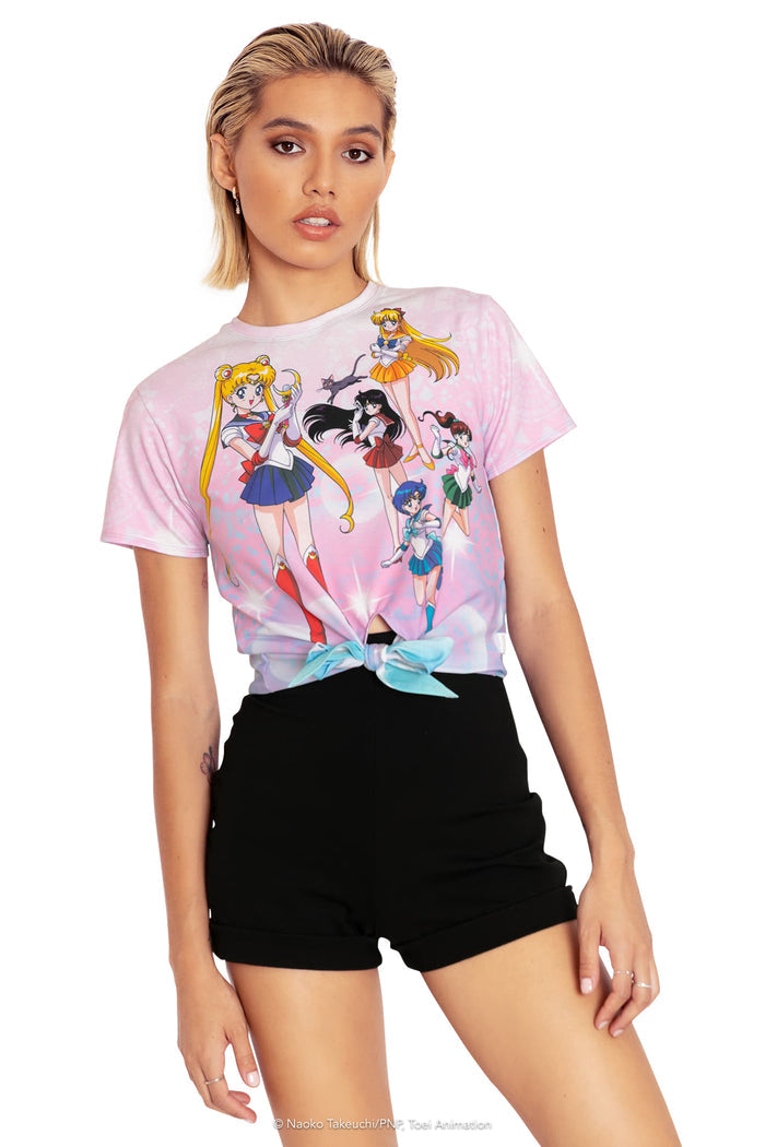 BlackMilk Clothing x Pretty Guardian Sailor Moon - Sailor Guardians Bubbles Tie Front Tee - Sailor Moon Merchandise - Collaboration apparel - Licenced.