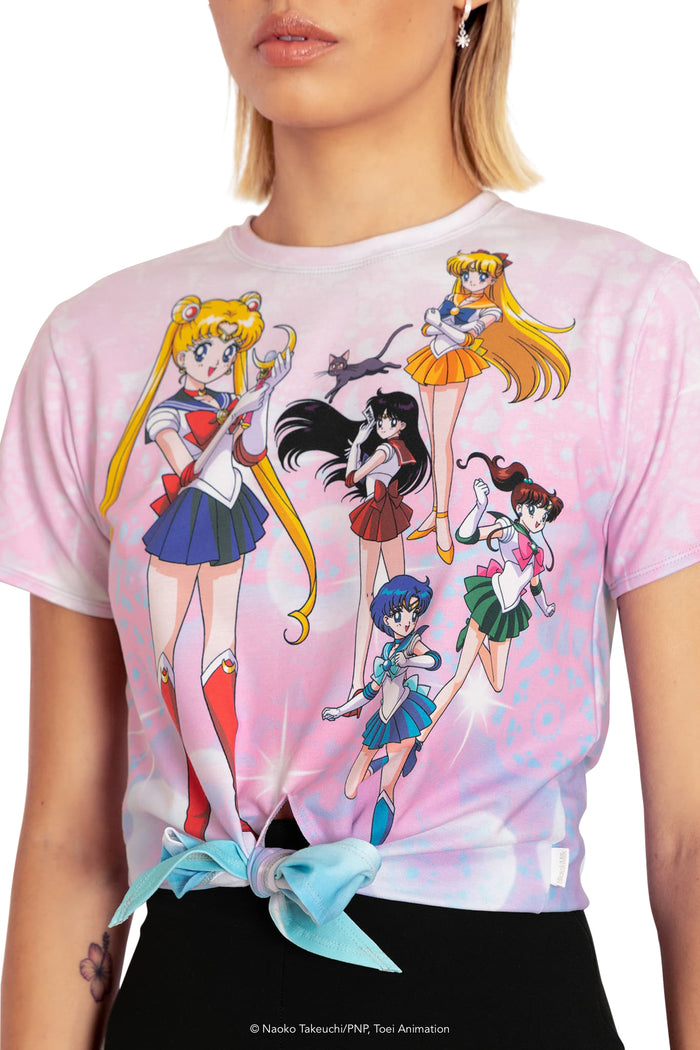 BlackMilk Clothing x Pretty Guardian Sailor Moon - Sailor Guardians Bubbles Tie Front Tee - Sailor Moon Merchandise - Collaboration apparel - Licenced.