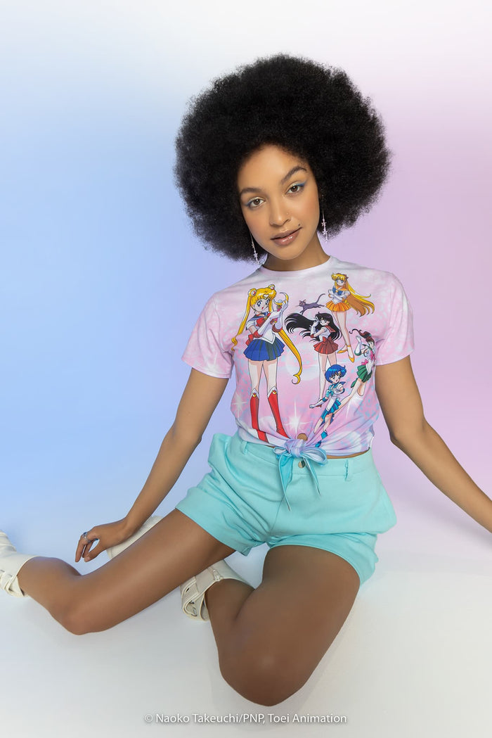 BlackMilk Clothing x Pretty Guardian Sailor Moon - Sailor Guardians Bubbles Tie Front Tee - Sailor Moon Merchandise - Collaboration apparel - Licenced.