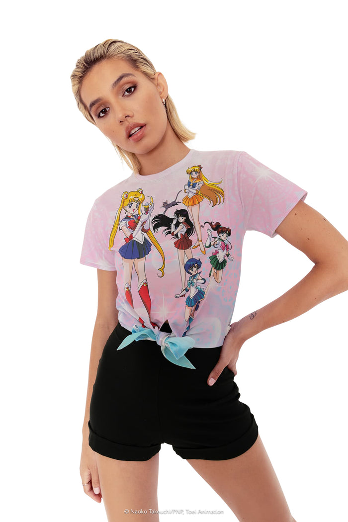 BlackMilk Clothing x Pretty Guardian Sailor Moon - Sailor Guardians Bubbles Tie Front Tee - Sailor Moon Merchandise - Collaboration apparel - Licenced.