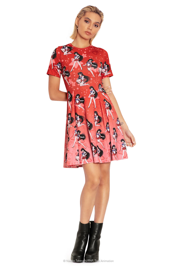 BlackMilk Clothing x Pretty Guardian Sailor Moon - Sailor Mars Longline Evil Tee Dress - Sailor Moon Merchandise - Collaboration apparel - Licenced.