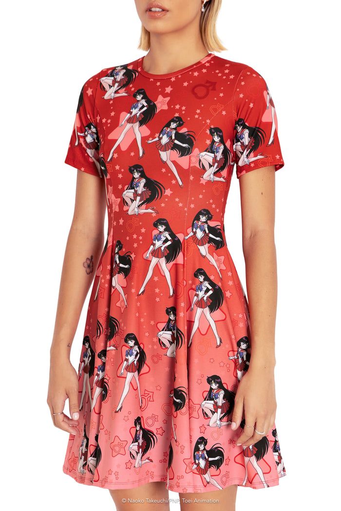 BlackMilk Clothing x Pretty Guardian Sailor Moon - Sailor Mars Longline Evil Tee Dress - Sailor Moon Merchandise - Collaboration apparel - Licenced.
