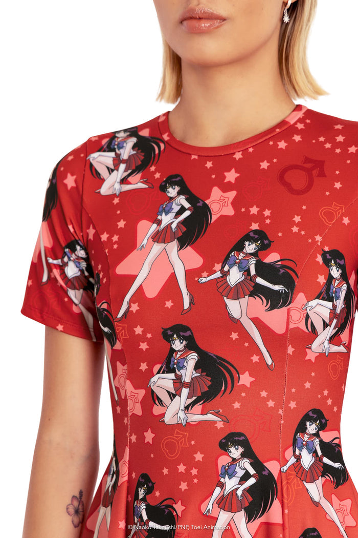 BlackMilk Clothing x Pretty Guardian Sailor Moon - Sailor Mars Longline Evil Tee Dress - Sailor Moon Merchandise - Collaboration apparel - Licenced.