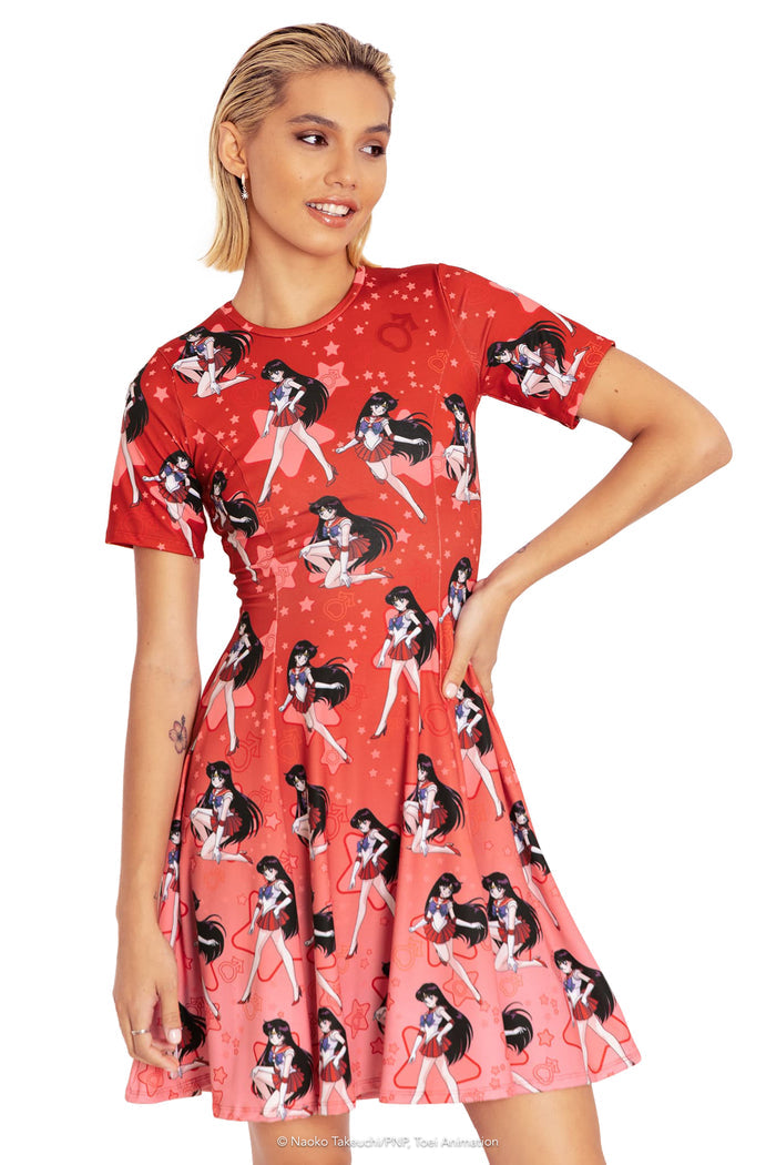 BlackMilk Clothing x Pretty Guardian Sailor Moon - Sailor Mars Longline Evil Tee Dress - Sailor Moon Merchandise - Collaboration apparel - Licenced.