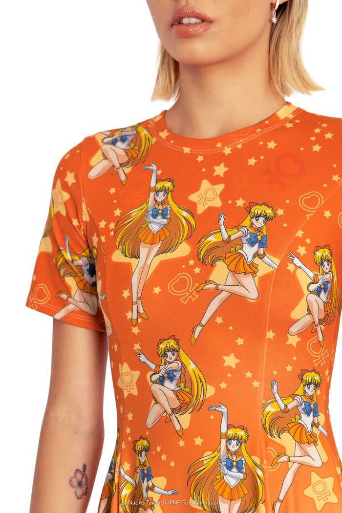BlackMilk Clothing x Pretty Guardian Sailor Moon - Sailor Venus Longline Evil Tee Dress - Sailor Moon Merchandise - Collaboration apparel - Licenced.