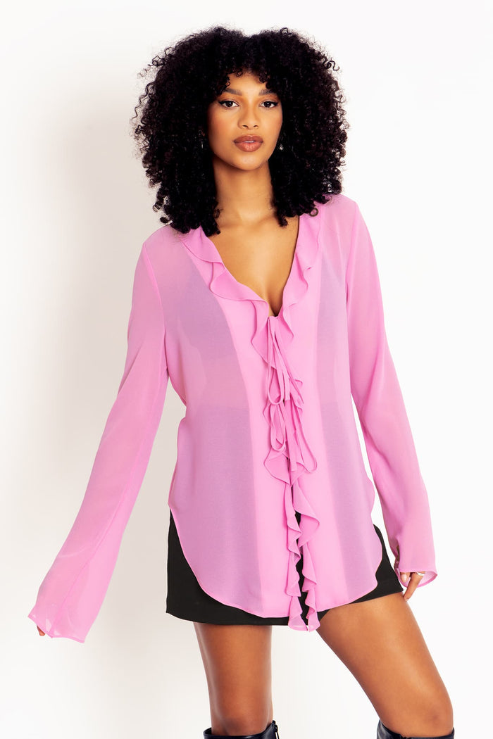 Sakura Sheer Ruffle Top