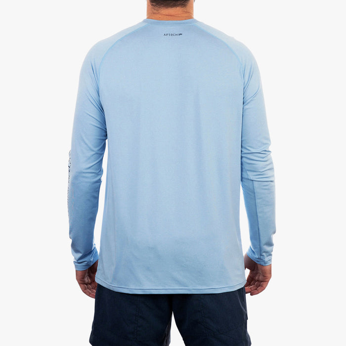 Magnum Blue Heather $Model is Size L$