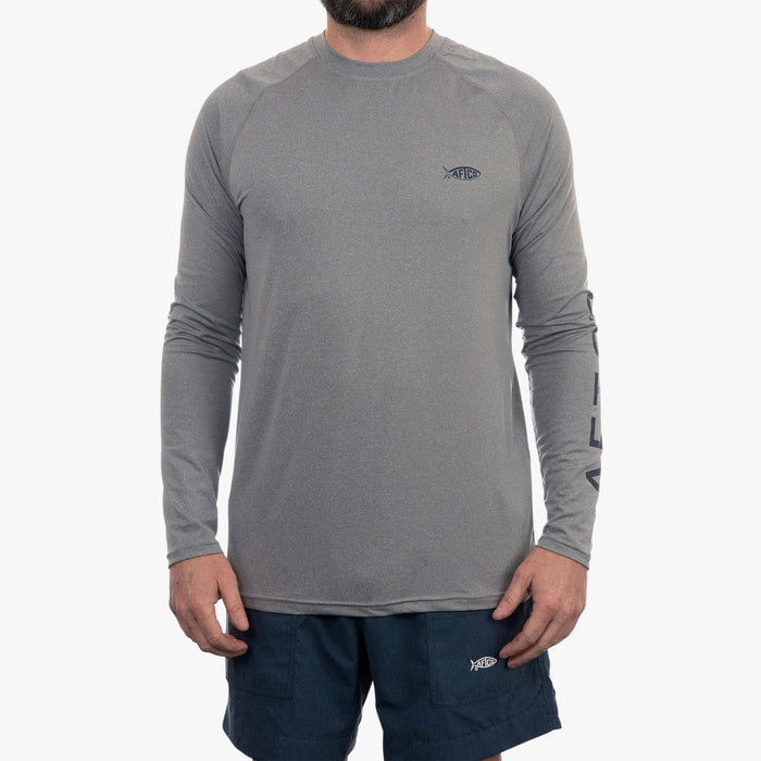Steel Heather $Model is Size L$