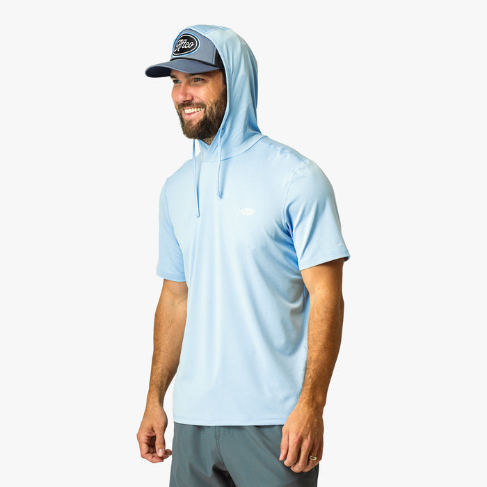 Airy Blue Heather $Model is 6'0" 182lbs Size M$