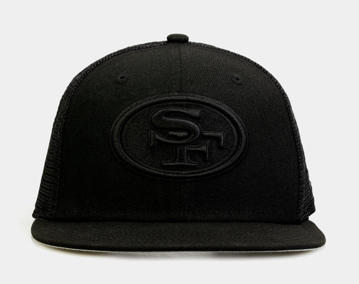 San Francisco 49ers Blackout 9Fifty Trucker Mens Hat (Black)