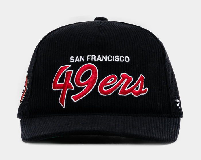 San Francisco 49ers Corduroy Snapback Mens Hat (Black/Red)