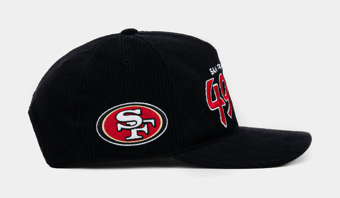 San Francisco 49ers Corduroy Snapback Mens Hat (Black/Red)