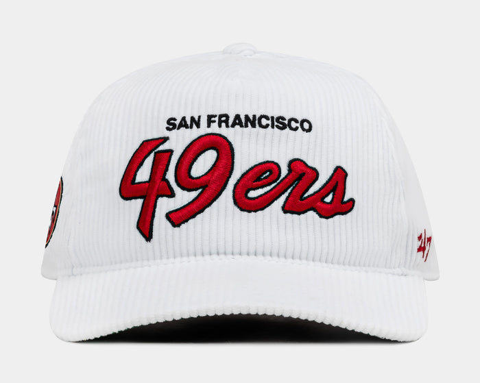 San Francisco 49ers Corduroy Snapback Mens Hat (White/Red)