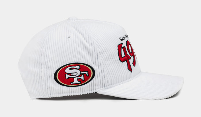 San Francisco 49ers Corduroy Snapback Mens Hat (White/Red)