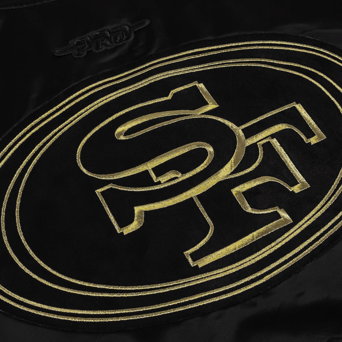San Francisco 49ers Satin Varisty Mens Jacket (Black/Gold)