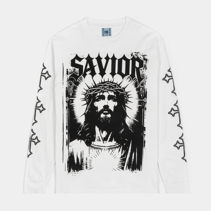 Savior Mens Long Sleeve Shirt (White)
