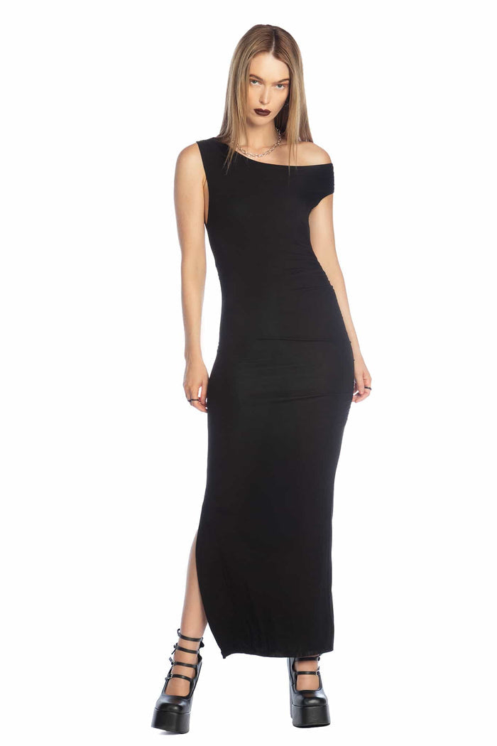 Sculpted Black Off The Shoulder Dress