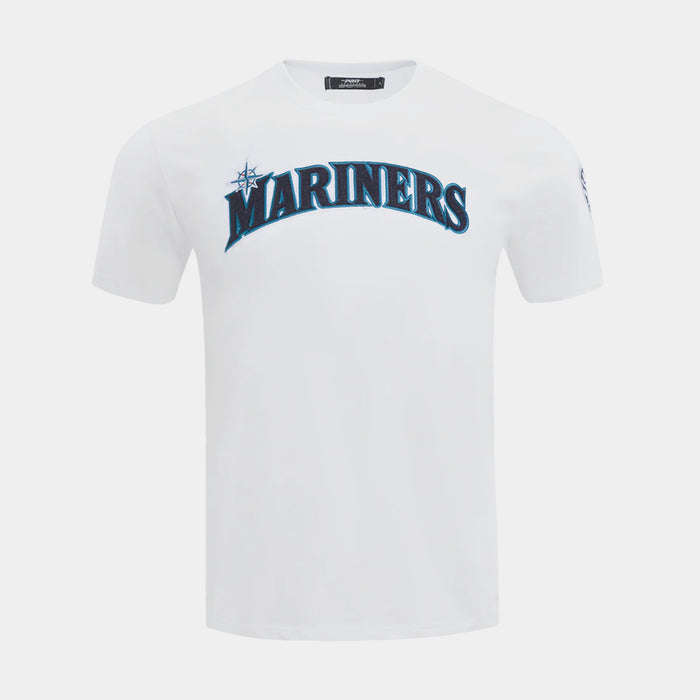 Seattle Mariners Classic Mens Short Sleeve Shirt (White/Navy)