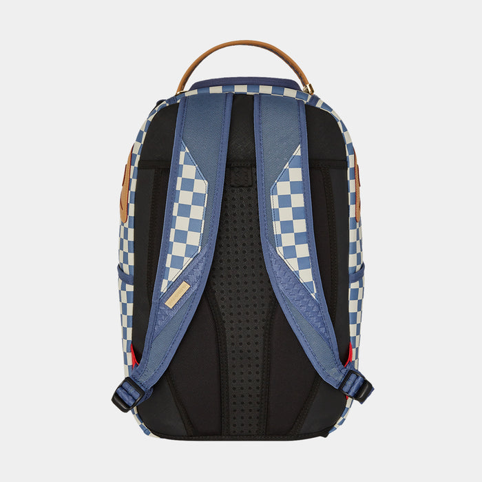 Shark Checkered Mens Backpack (Blue/Beige)