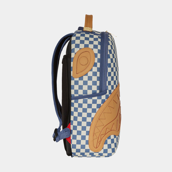 Shark Checkered Mens Backpack (Blue/Beige)