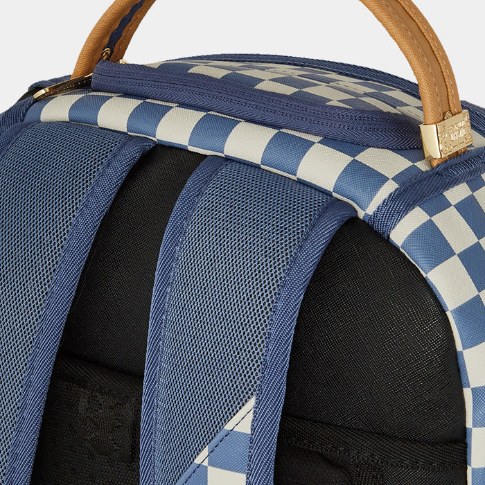 Shark Checkered Mens Backpack (Blue/Beige)