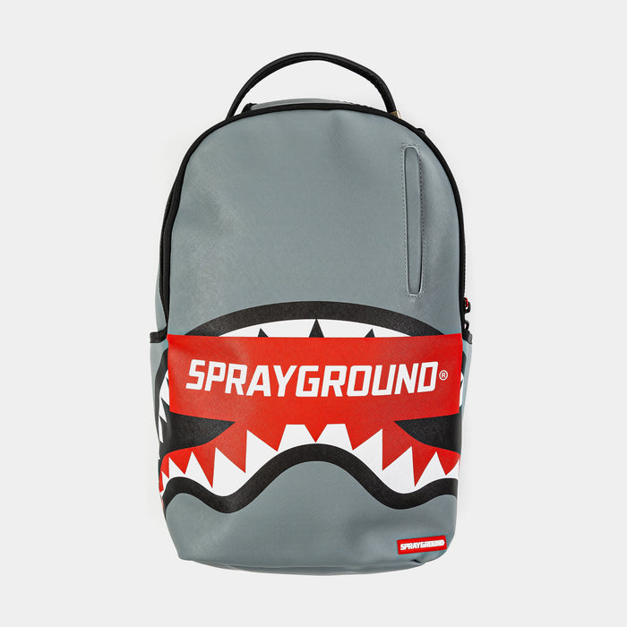 Shark Smash Logo Mens Backpack (Grey/Red)