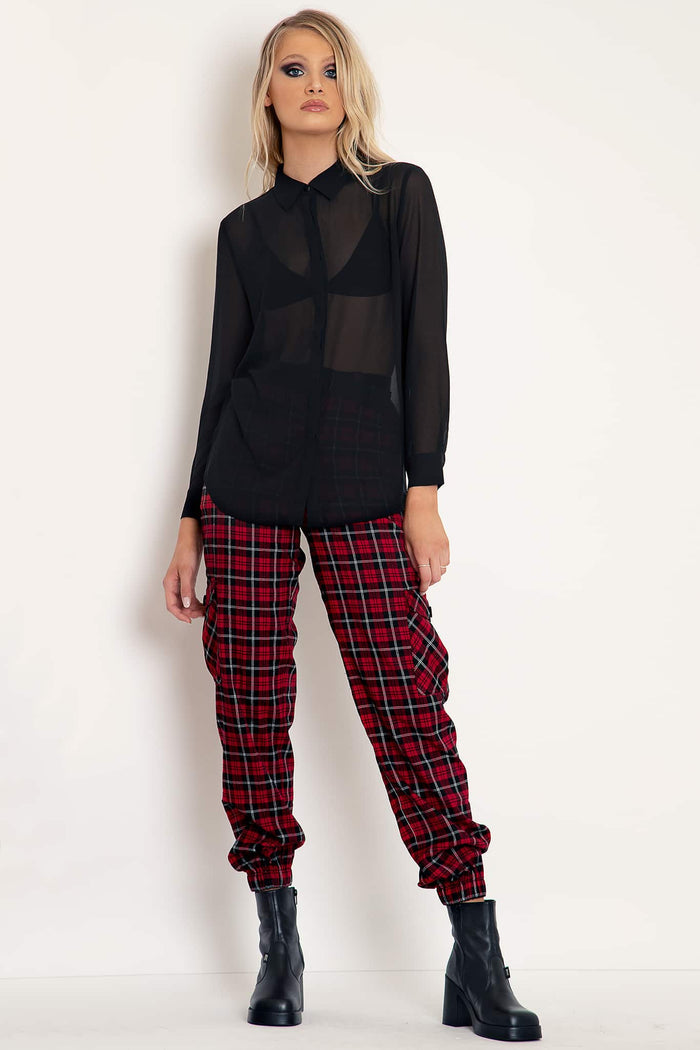 Sheer Black Button Me Up Shirt
