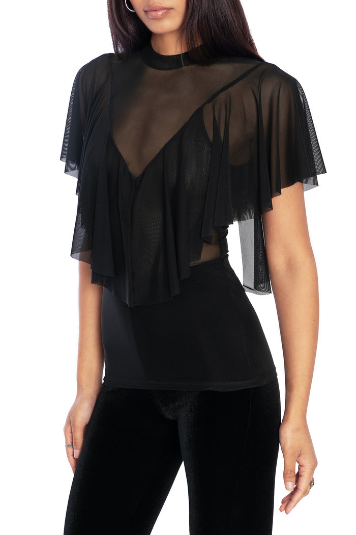 BlackMilk Clothing - Sheer Frill Top