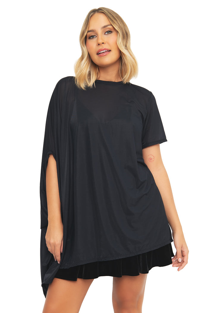 Sheer Super Drape Top featuring a lightweight sheer finish and elegant draped silhouette, perfect for workwear, evening outfits, layering and elevated everyday styling