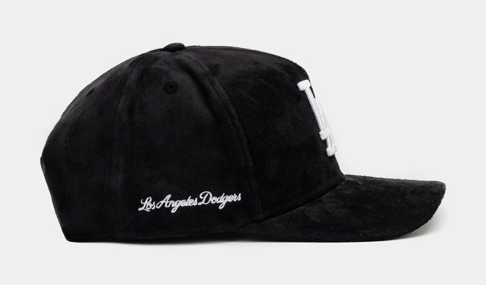 Shoe Palace Exclusive Los Angeles Dodgers Black Suede 950AF Snapback Mens Hat (Black)