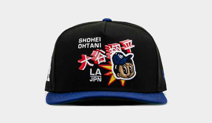 Shoe Palace Exclusive Los Angeles Dodgers Shohei Ohtani 950AF Curve Snapback Mens Hat (Black/Blue)
