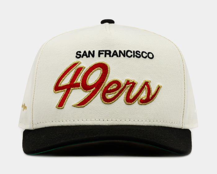 Shoe Palace Exclusive San Francisco 49ers Chrome Script 950AF Snapback Mens Hat (Beige/Red)