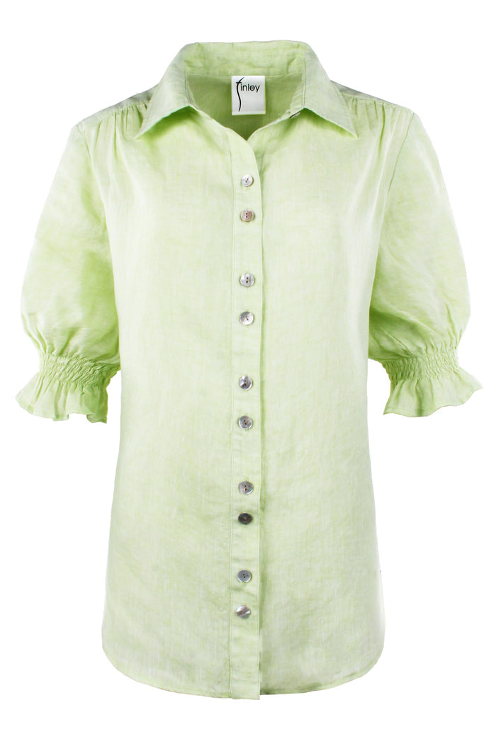 Sirena Shirt Washed Linen Key Lime Green
