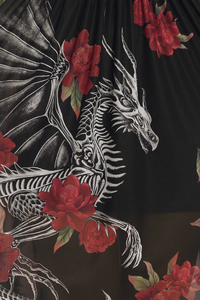 BlackMilk Clothing - Skeletal Dragon Sheer Smock Dress