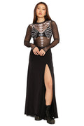Skulls Sheer High Neck Long Sleeve Top