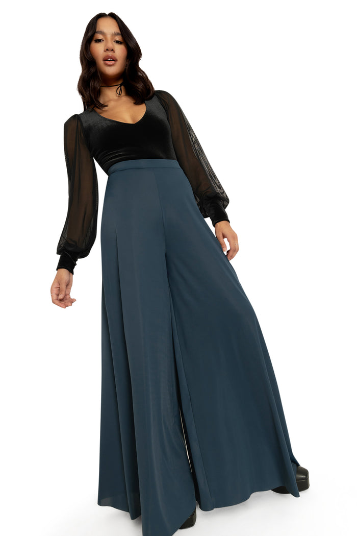 BlackMilk Clothing - Sleek Teal Palazzo Pants