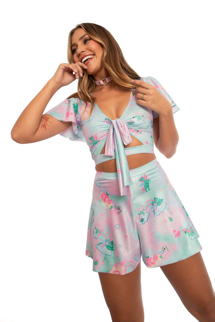 BlackMilk Clothing - Christmas Collection - Wreck The Halls - So Christmas I Could Puke Set - Top/Shorts