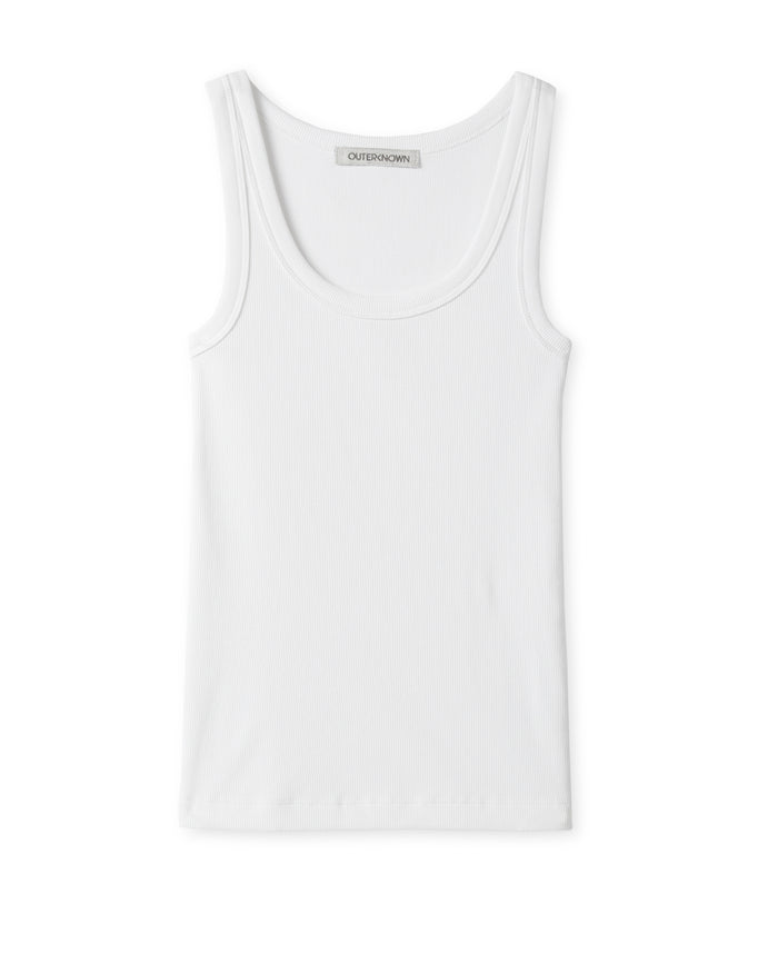 white ribbed top on white background