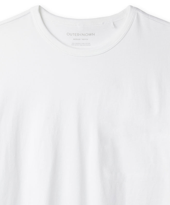 Collar of bright plain white t-shirt