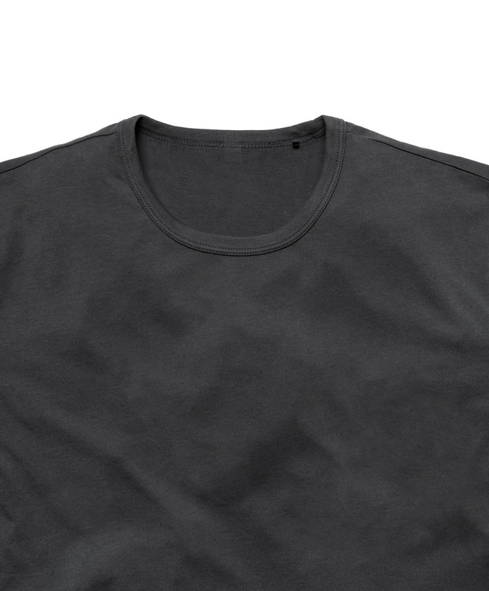 Collar of black crew neck t-shirt