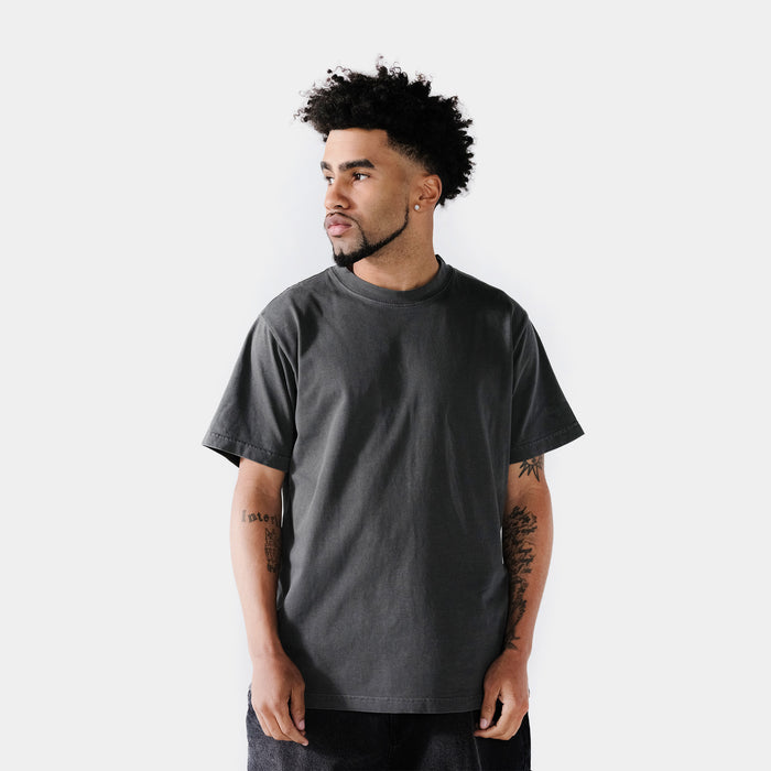 Solid Vintage Mens Short Sleeve Shirt (Black)