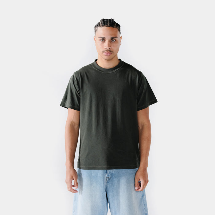 Solid Washed Out Mens Short Sleeve Shirt (Dark Grey)