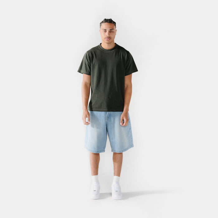 Solid Washed Out Mens Short Sleeve Shirt (Dark Grey)
