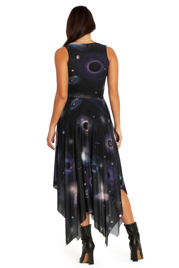 BlackMilk Clothing - Space Portals V Neck Handkerchief Dress