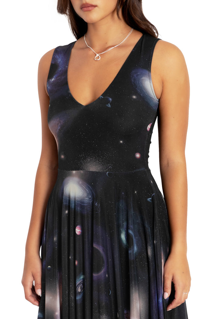BlackMilk Clothing - Space Portals V Neck Handkerchief Dress