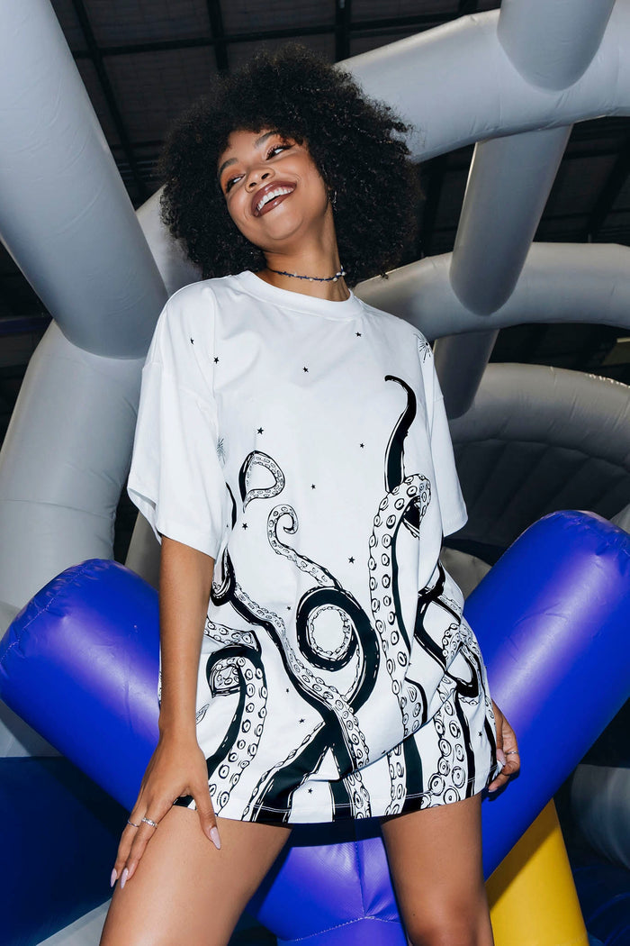 BlackMilk Clothing - Space Tentacles Mono Giant Tee
