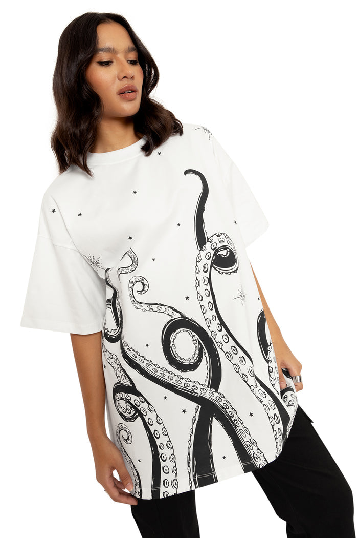 BlackMilk Clothing - Space Tentacles Mono Giant Tee