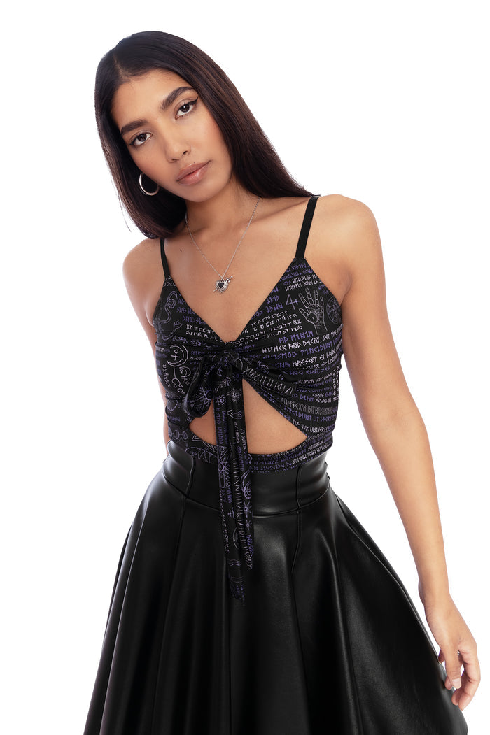 BlackMilk Clothing - Spellbook Cut Out Strappy Crop Top